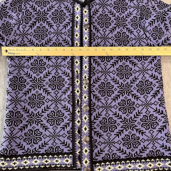 L.L. Bean Purple and Black Patterned Cardigan - Picture 5 of 7
